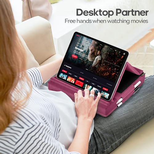 KDD Tablet Pillow Stand, Multi-Angle Viewing Ipad Holder for Lap, Bed and Desk, Foldable Soft Pad Dock with Stylus Mount Compatible with Ipad Pro 12.9, 10.5, 11, Air, Mini, Phones, Books, E-Reader - Image 2
