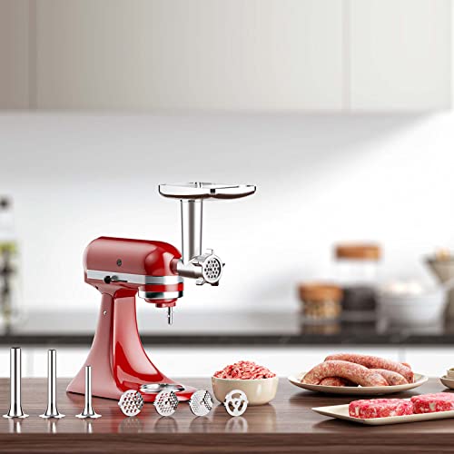 Cofun Meat Grinder & Slicer Shredder Attachments for KitchenAid Stand Mixer, Meat Grinder with Sausage Stuffer Tubes and Slicer Shredder Set, 2 Pcs Attachment Set for KitchenAid Mixers By Cofun - Image 5