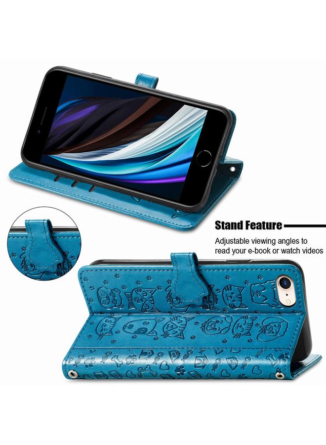 S-TOP Case For iPhone 16e Cat and Dog Embossed Leather Phone Case - Image 4