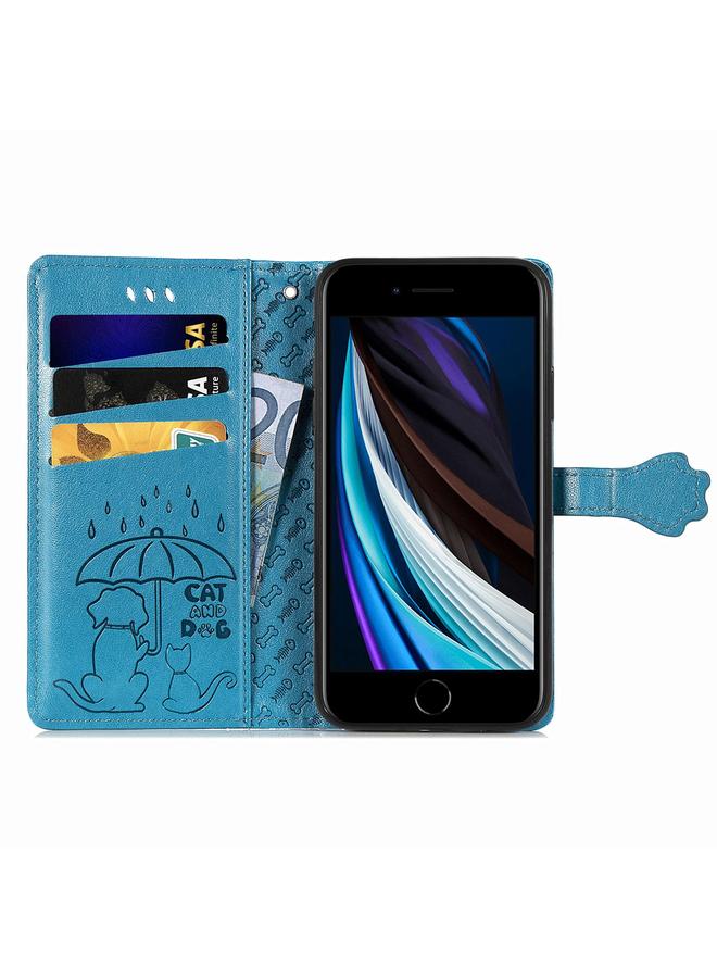 S-TOP Case For iPhone 16e Cat and Dog Embossed Leather Phone Case - Image 2