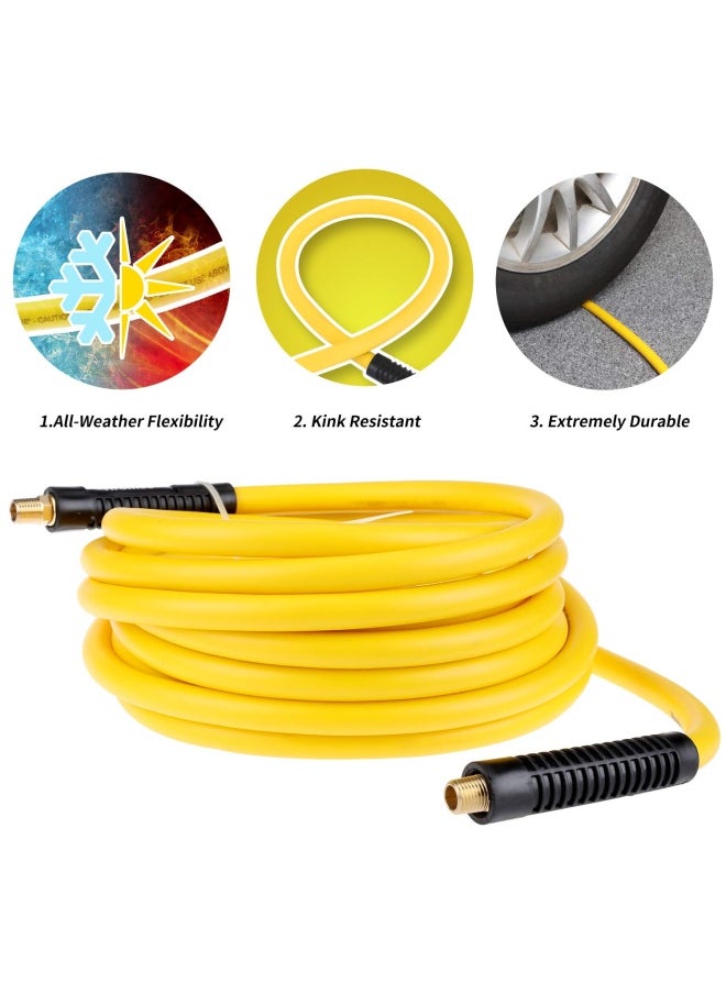 Generic - Hromee  3 8 Inch x 25FT Hybrid Air Compressor Hose with 19 Piece Air Blow Gun and Air Compressor Accessories Kit 1 4 Inch NPT Quick Connect Air Hose Fittings Tire Gauge and Wire Brush - Image 1