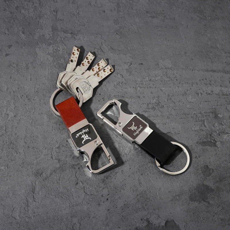 Highlark ® Luxury Metal & Leather Keychain |Modern Carabiner Hook |Premium Key Ring for Car, Bike, Office and Home Keys | Stylish Key Holder | Bottel opener keychain - Image 2