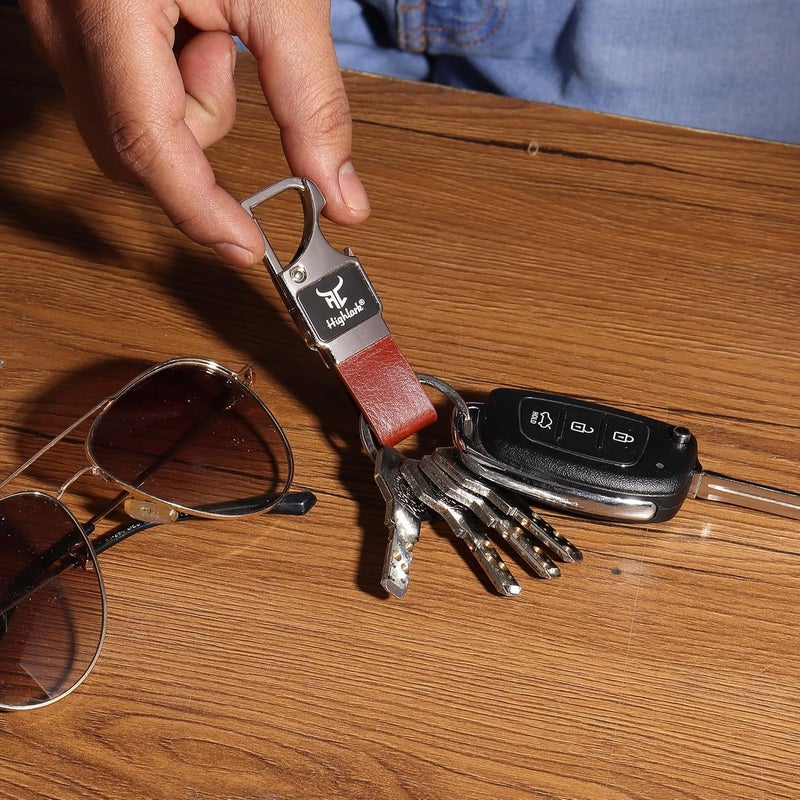 Highlark ® Luxury Metal & Leather Keychain |Modern Carabiner Hook |Premium Key Ring for Car, Bike, Office and Home Keys | Stylish Key Holder | Bottel opener keychain - Image 3