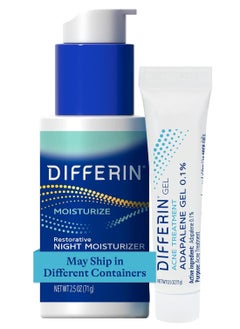 differin Differin 30 Day Gel & Night Moisturizer Set: Acne Treatement Gel (15g tube) & Restorative Night Moisturizer (2.5 oz), Gentle Skin Care for Acne Prone Skin, Fragrance Free, Mother's Day Gifts 