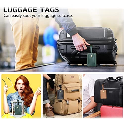 Giftana Leather Luggage Tag for Men and Women, Vegan Leather Luggage Tags for Travel,Luggage Tag with Id Slot,Identification Tags for Bags/Backpacks and Suitcase, Corporate Gifts for Employee (Tan) - Image 2