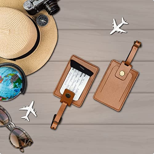 Giftana Leather Luggage Tag for Men and Women, Vegan Leather Luggage Tags for Travel,Luggage Tag with Id Slot,Identification Tags for Bags/Backpacks and Suitcase, Corporate Gifts for Employee (Tan) - Image 5