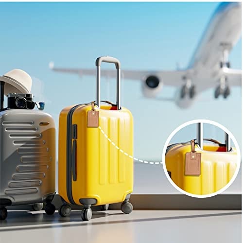 Giftana Leather Luggage Tag for Men and Women, Vegan Leather Luggage Tags for Travel,Luggage Tag with Id Slot,Identification Tags for Bags/Backpacks and Suitcase, Corporate Gifts for Employee (Tan) - Image 4