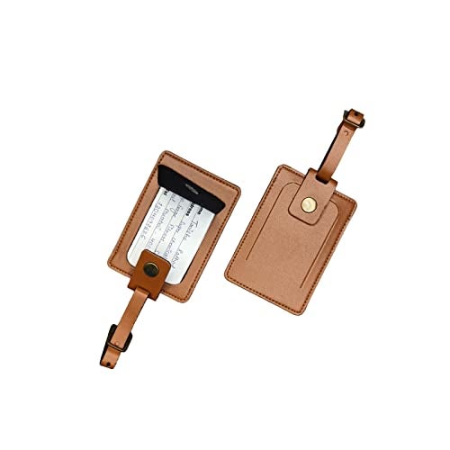 Giftana Leather Luggage Tag for Men and Women, Vegan Leather Luggage Tags for Travel,Luggage Tag with Id Slot,Identification Tags for Bags/Backpacks and Suitcase, Corporate Gifts for Employee (Tan) - Image 1