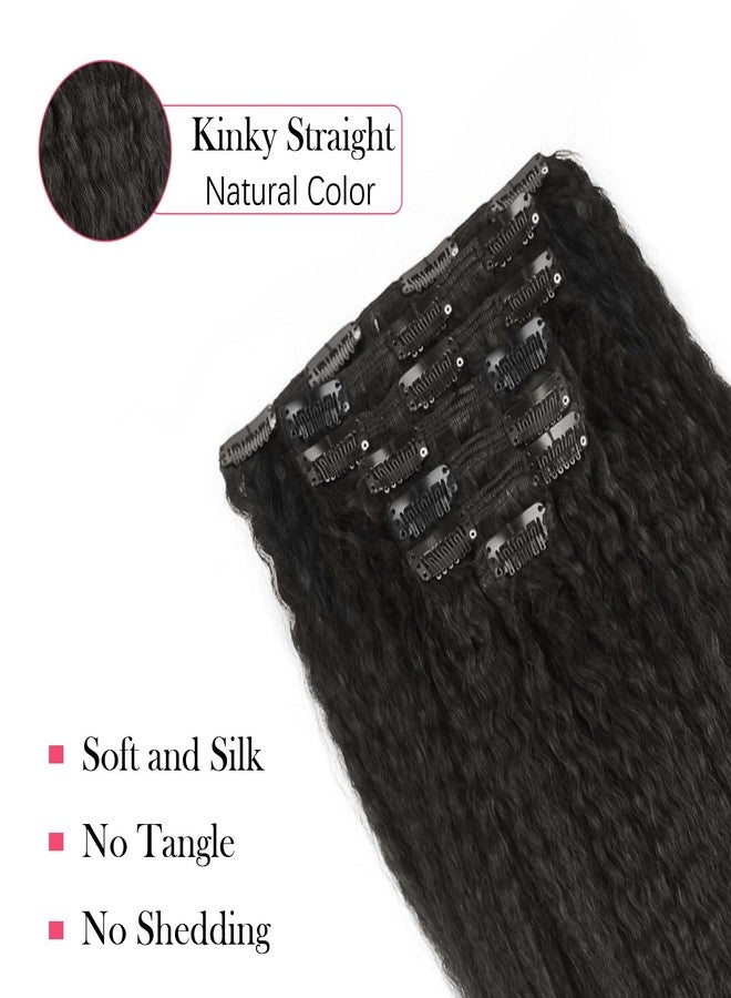 Sassina Italian Coarse Kinky Straight Clip in Human Hair Extensions Virgin Brazilian Thick Hair 120Grams 7 Pieces With 17 Clips Per Set For Full Head, KS 22 Inch - Image 3