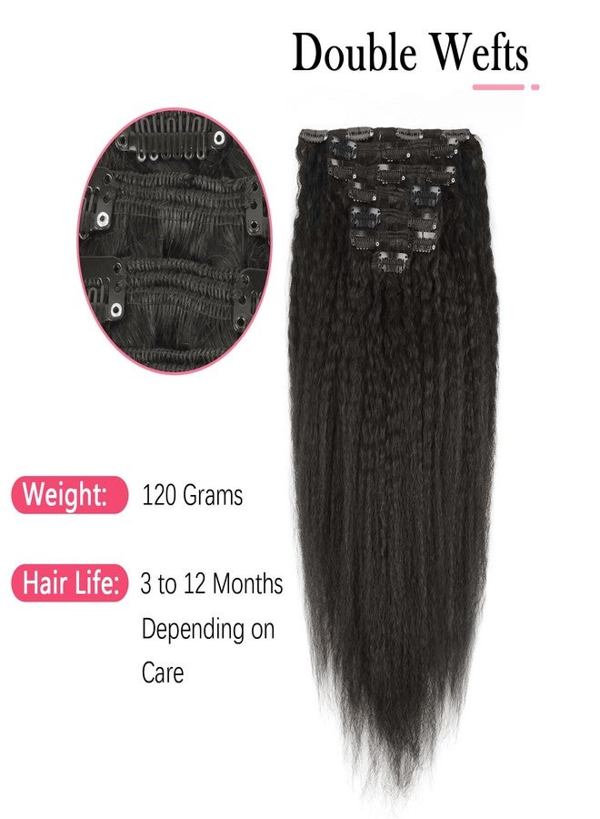 Sassina Italian Coarse Kinky Straight Clip in Human Hair Extensions Virgin Brazilian Thick Hair 120Grams 7 Pieces With 17 Clips Per Set For Full Head, KS 22 Inch - Image 5