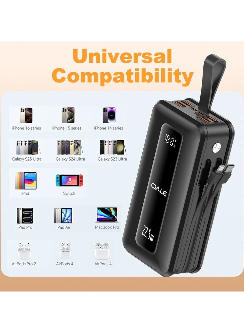 OALE Ipower U30000 Power Bank 22.5W Max Fast Charging, 27,000mAh Battery Pack, Dual Built-in USB-C Cables for iPhone 17/16 Series, Galaxy, MacBook, and More - Image 2