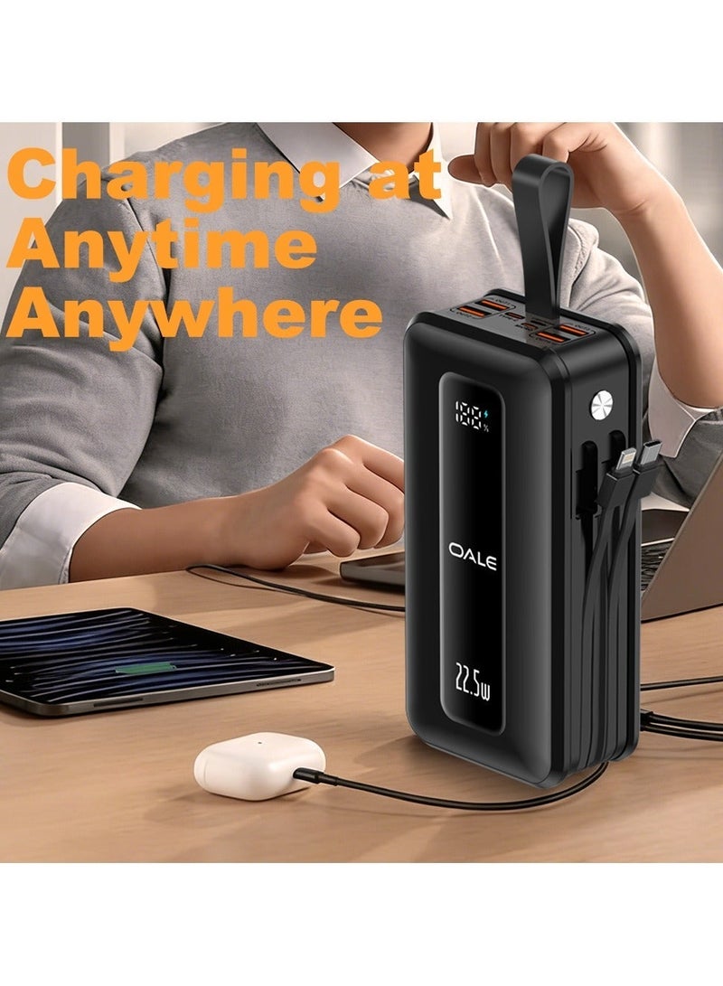 OALE Ipower U30000 Power Bank 22.5W Max Fast Charging, 27,000mAh Battery Pack, Dual Built-in USB-C Cables for iPhone 17/16 Series, Galaxy, MacBook, and More - Image 3