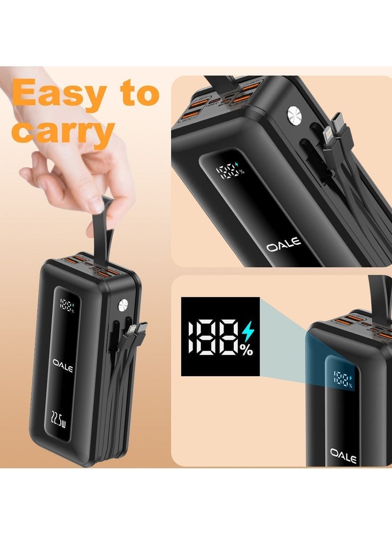OALE Ipower U30000 Power Bank 22.5W Max Fast Charging, 27,000mAh Battery Pack, Dual Built-in USB-C Cables for iPhone 17/16 Series, Galaxy, MacBook, and More - Image 4