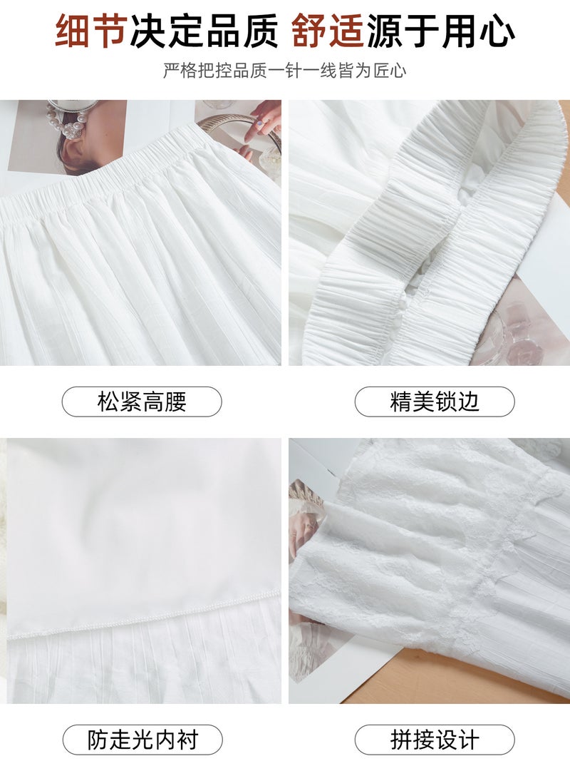 White High-Waisted A-Line Chiffon Lace Tiered Skirt for Women, 2026 New Summer Style, Long Skirt with a Flowy Design - Image 5