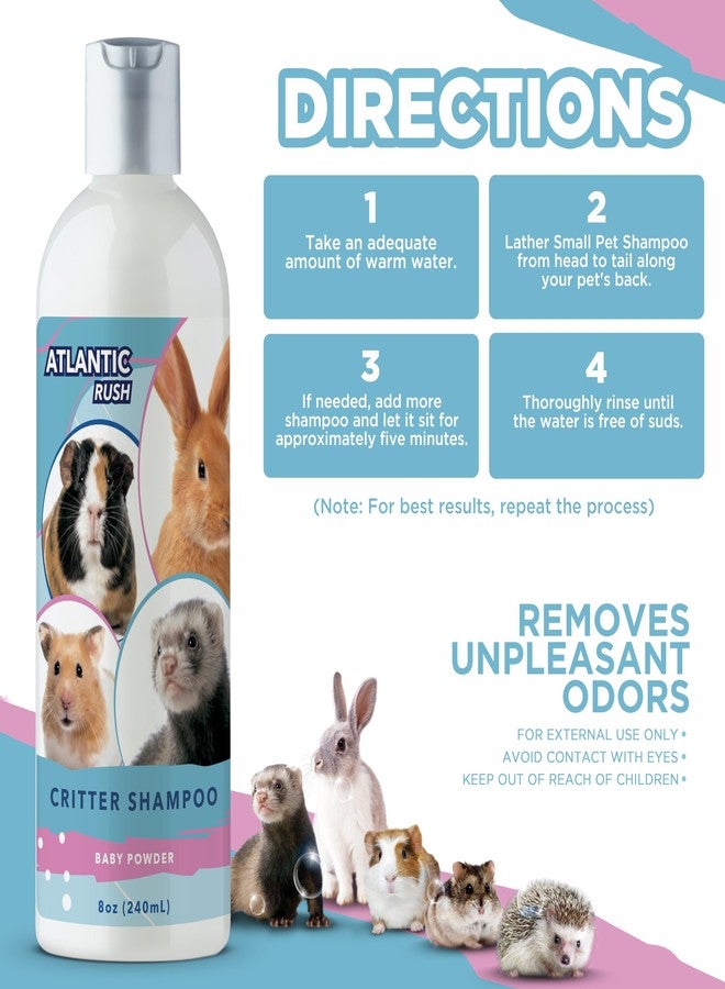 Atlantic Rush Critter Shampoo for Small Pets - 8oz Small Animal Baby Powder Scented Shampoo - Pet Shampoo for Small Critters Including Ferrets, Guinea Pigs, Rabbits, Hedgehogs, Hamsters & Sugar Gliders - Image 3