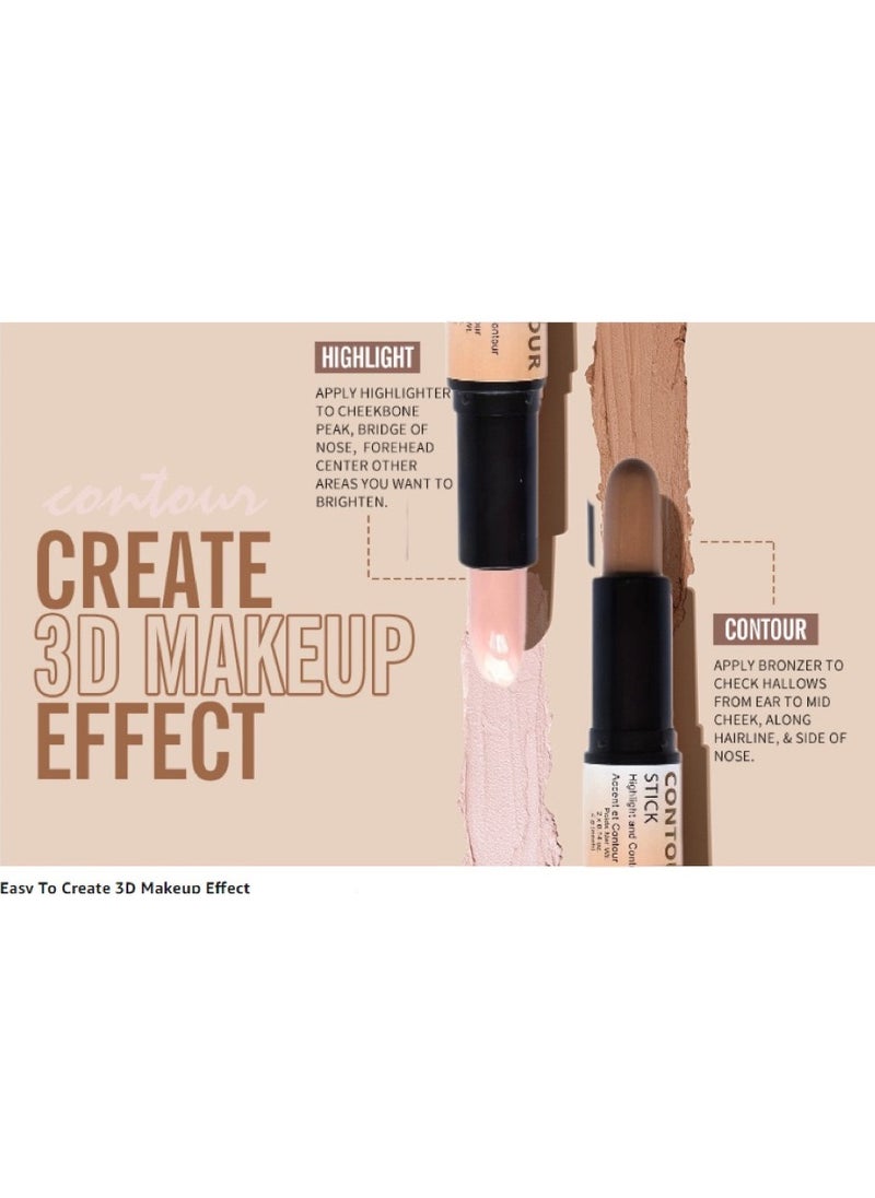 Kiss Beauty - Dual-Ended Highlight Contour Stick, 2-in-1 Highlighting & Contouring, Face Shaping Makeup, Long Lasting & Waterproof, 2-in-1 Face Shaping Makeup, Long-Lasting 8 gram - Image 1