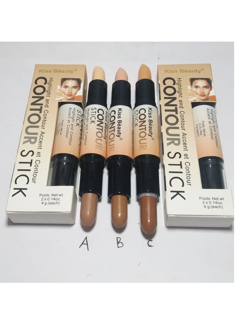 Kiss Beauty - Dual-Ended Highlight Contour Stick, 2-in-1 Highlighting & Contouring, Face Shaping Makeup, Long Lasting & Waterproof, 2-in-1 Face Shaping Makeup, Long-Lasting 8 gram - Image 1