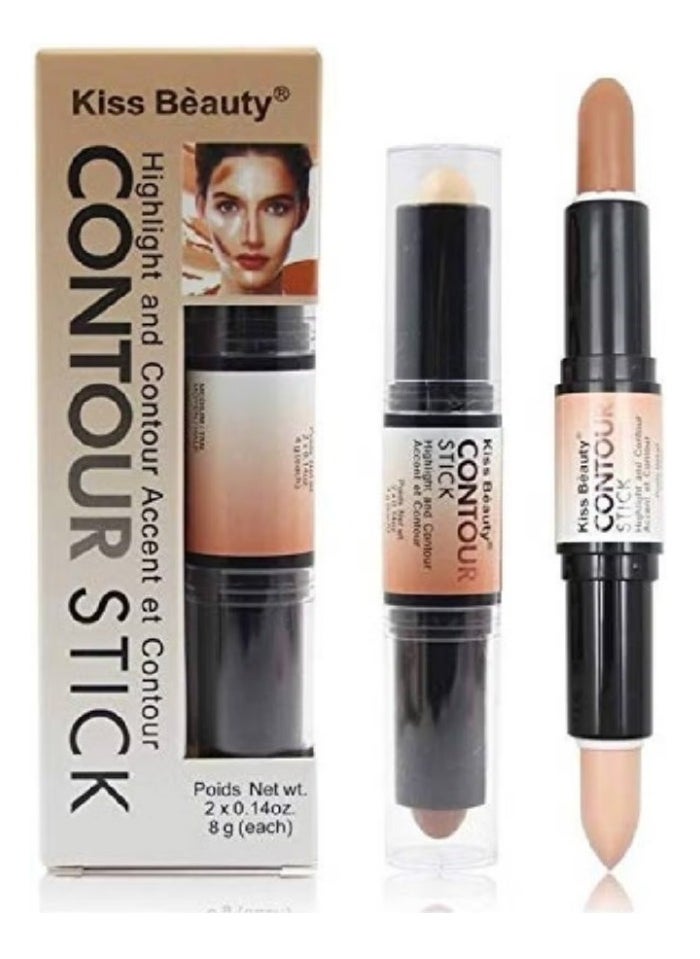 Kiss Beauty - Dual-Ended Highlight Contour Stick, 2-in-1 Highlighting & Contouring, Face Shaping Makeup, Long Lasting & Waterproof, 2-in-1 Face Shaping Makeup, Long-Lasting 8 gram - Image 1