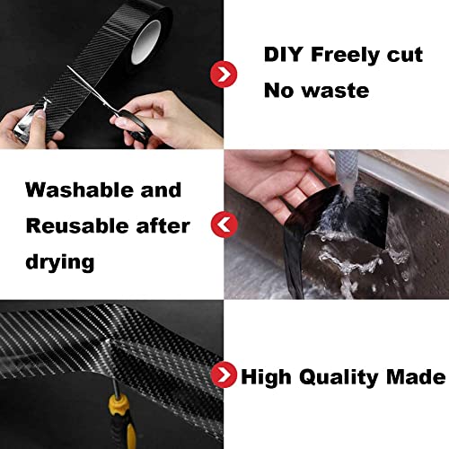 Leasinder Automotive Car Door Edge Guards Door Sill Protector 5D Carbon Fiber Vinyl Wrap Film Threshold Paint Protection Scuff Plate Anti-Collision Scratch Cover Universal for Most Vehicles (Black, 2in*33FT) - Image 2