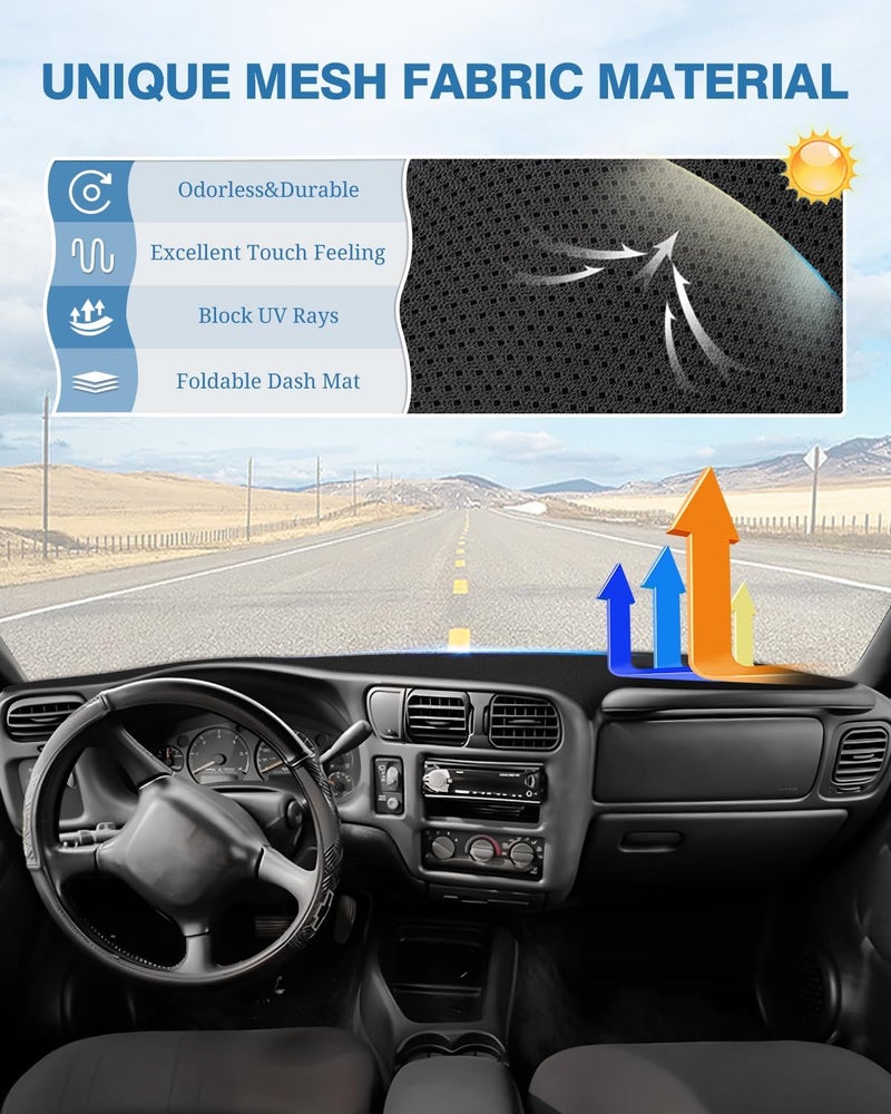 FIILINES Dash Cover Custom Fit for 1998-2005 Chevrolet Blazer / 1998-2004 Chevrolet S10 / 1998-2001 GMC Jimmy / 1998-2004 GMC Sonoma Dashboard Mat Accessories Sunshade Nonslip Protector No Glare - Image 5