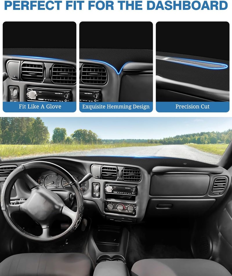 FIILINES Dash Cover Custom Fit for 1998-2005 Chevrolet Blazer / 1998-2004 Chevrolet S10 / 1998-2001 GMC Jimmy / 1998-2004 GMC Sonoma Dashboard Mat Accessories Sunshade Nonslip Protector No Glare - Image 4