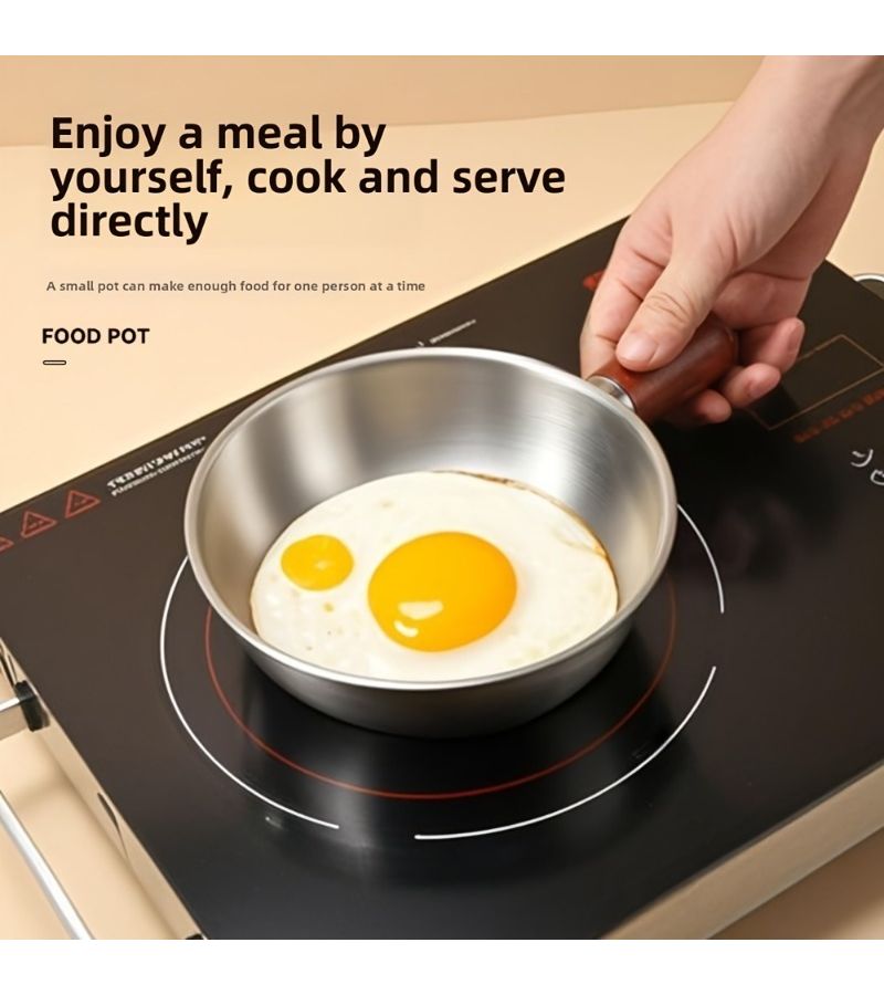 1pc Stainless Steel Pot with Heat Resistant Wooden Handle for Induction Cooking - Image 5