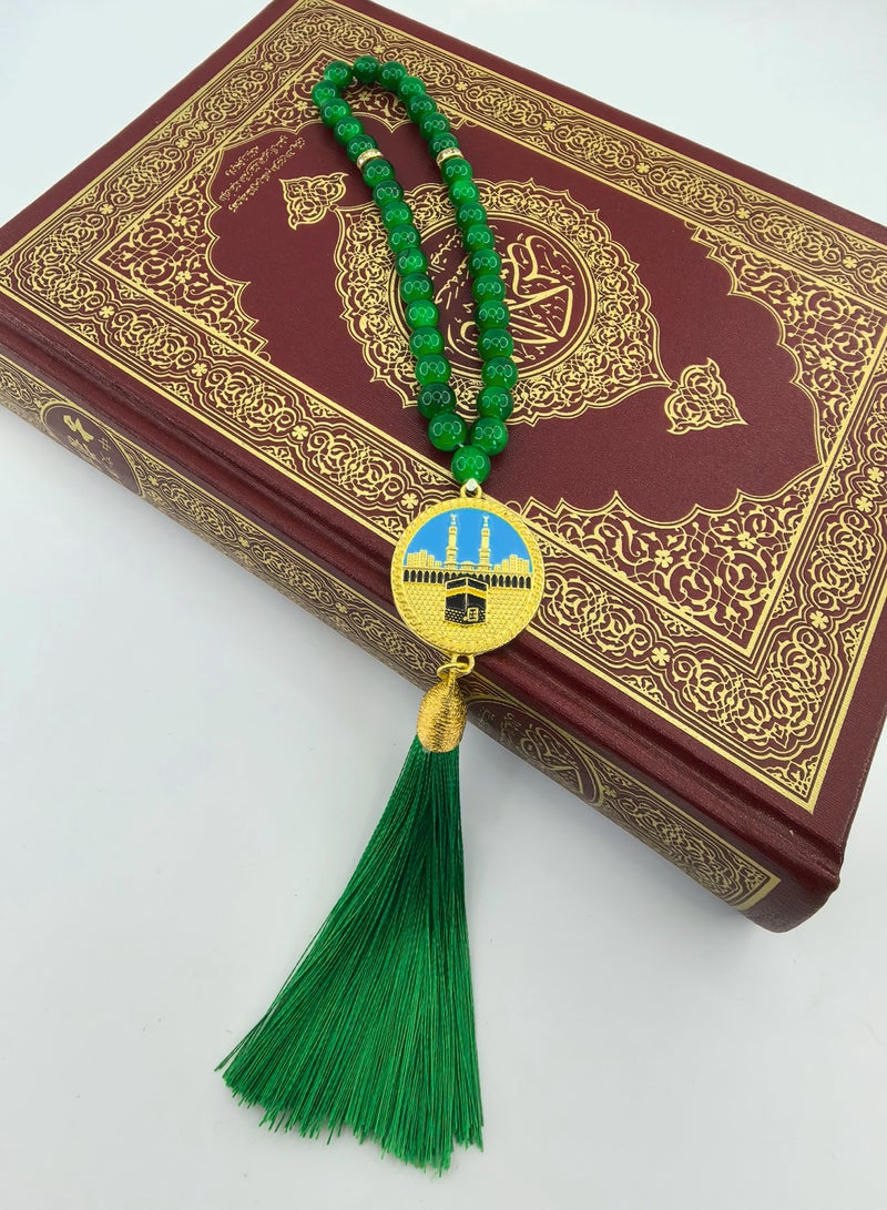 Fianser Prayer Beads 33 Tasbih Tasbeeh Zikr 8mm Metal Kaaba Mecca Gold-Plating Gift For Ramadan Hajj Umrah Home Decor Islamic Muslim Allah Ihram Arabic Travel Carry on Exquisite - Image 3
