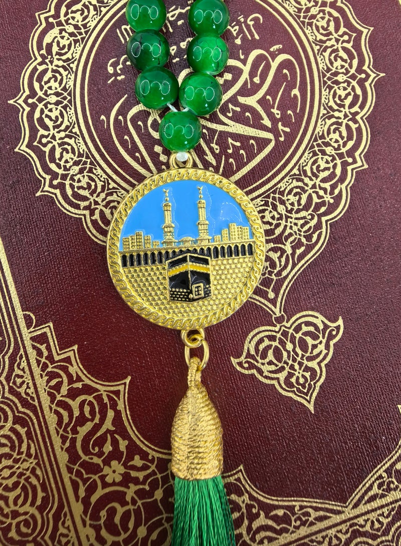 Fianser Prayer Beads 33 Tasbih Tasbeeh Zikr 8mm Metal Kaaba Mecca Gold-Plating Gift For Ramadan Hajj Umrah Home Decor Islamic Muslim Allah Ihram Arabic Travel Carry on Exquisite - Image 4