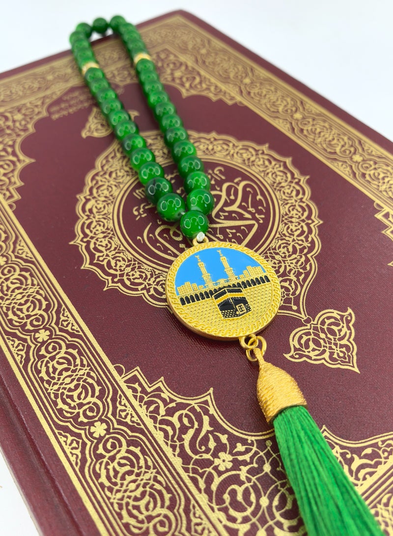 Fianser Prayer Beads 33 Tasbih Tasbeeh Zikr 8mm Metal Kaaba Mecca Gold-Plating Gift For Ramadan Hajj Umrah Home Decor Islamic Muslim Allah Ihram Arabic Travel Carry on Exquisite - Image 5