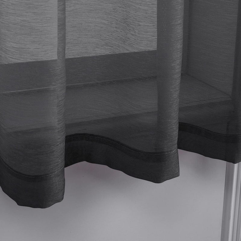 DONREN Dark Grey Sheer Curtains 63 Inch Length for Boy's Room - 2 Panels Charcoal Gray Grommet Elegant Semi Voile Window Drapes for Bedroom 52 W x 63 Inches Long - Image 5