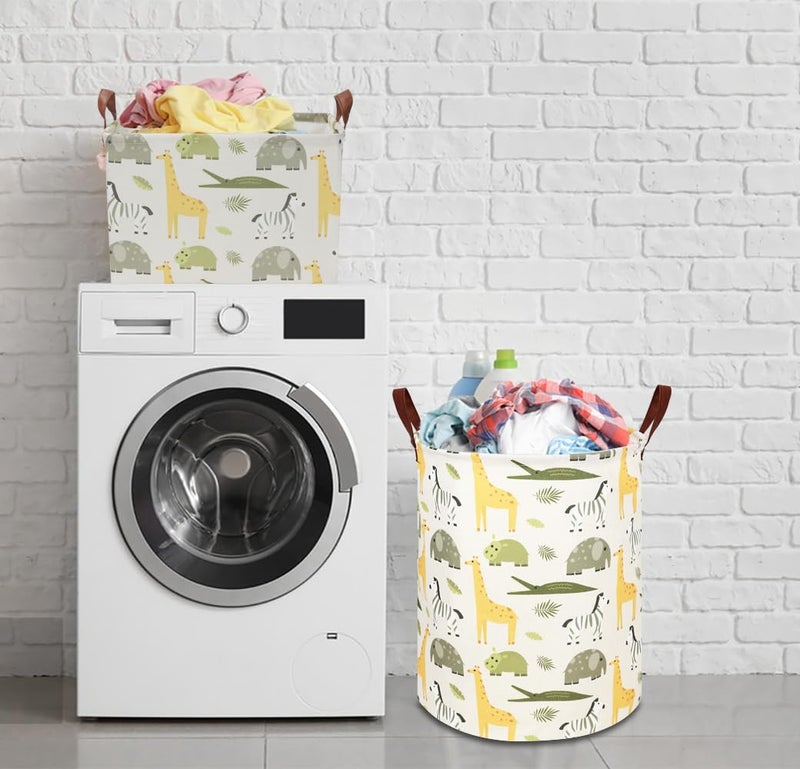 NTAOHAMPER Kids Laundry Hamper,Green Laundry Basket,Baby Nursery Hamper,Waterproof Storage Bin,Clothes Organizer Basket,Room Decor(Green Animal) - Image 5