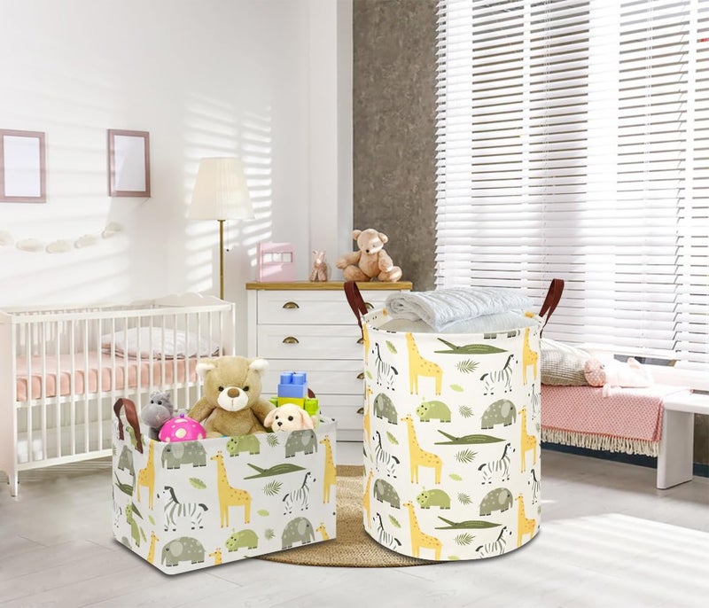 NTAOHAMPER Kids Laundry Hamper,Green Laundry Basket,Baby Nursery Hamper,Waterproof Storage Bin,Clothes Organizer Basket,Room Decor(Green Animal) - Image 2