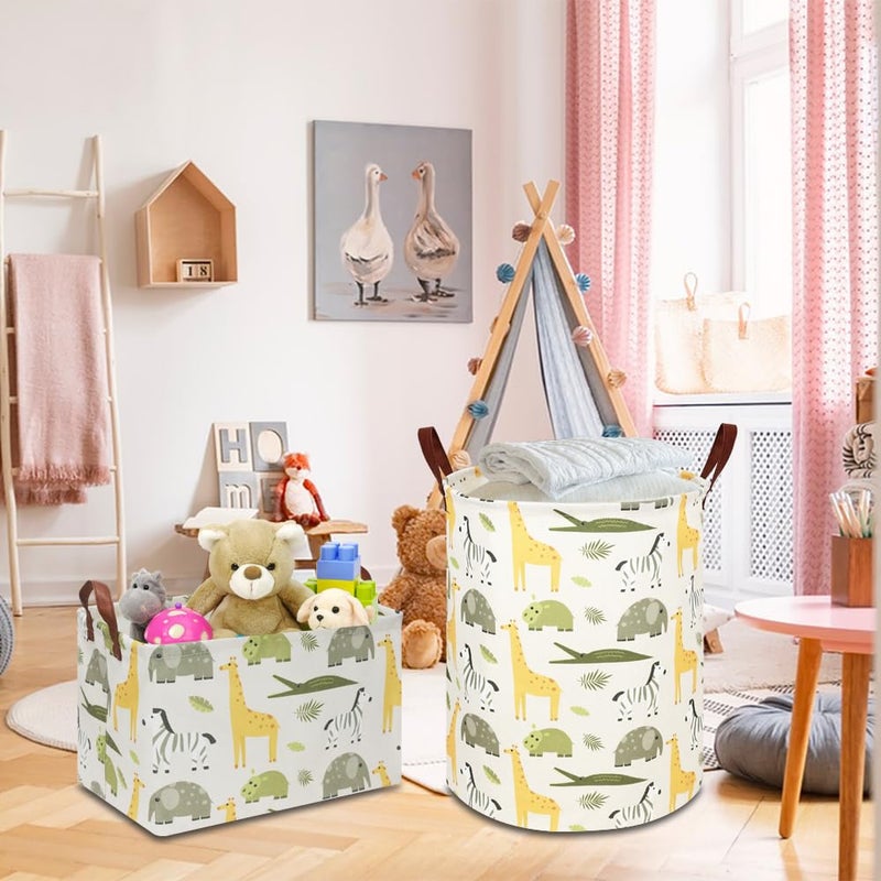 NTAOHAMPER Kids Laundry Hamper,Green Laundry Basket,Baby Nursery Hamper,Waterproof Storage Bin,Clothes Organizer Basket,Room Decor(Green Animal) - Image 4