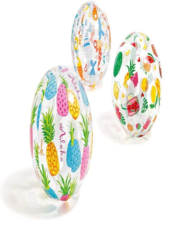 VWretails PVC Lively Print Inflatable Beach Ball20 inch - Water Toys Games (Colors and Design May Vary)(Multicolor) - Image 1