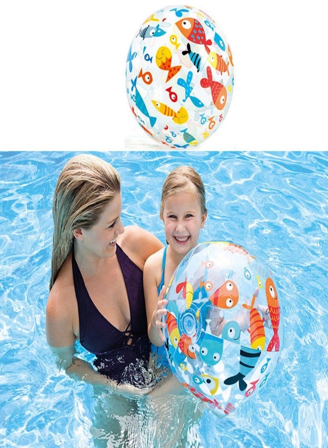 VWretails PVC Lively Print Inflatable Beach Ball20 inch - Water Toys Games (Colors and Design May Vary)(Multicolor) - Image 2