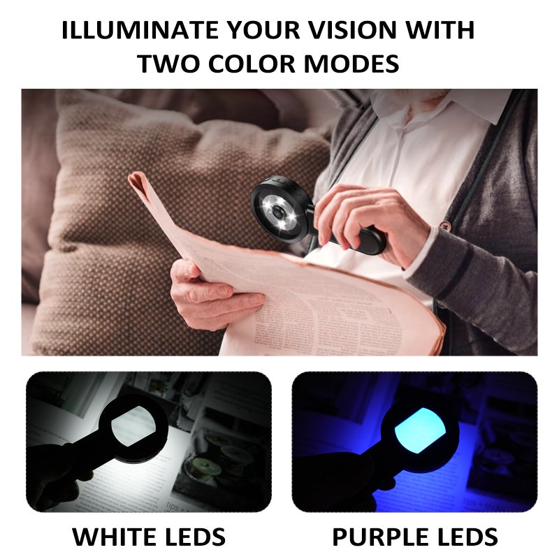 Digital Magnifier with 2.0inch IPS Screen 100X Magnifying Glass with Light Magnifier for Reading White and Purple Lights Windows Compatible - Image 5