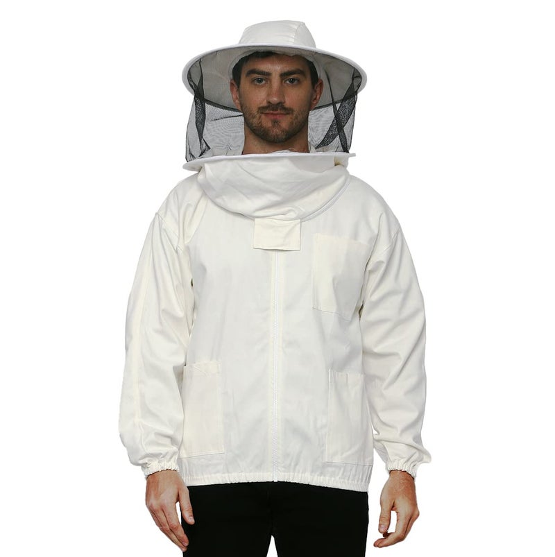 BEEATTIRE Bbeeattire Beekeeper Jacket with Round Hood – 100% Cotton – Sting Proof Bee Jackets Best beekeeping Jacket XS - Image 1