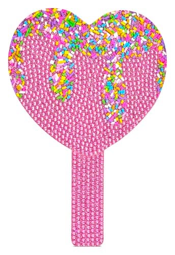 iscream Sprinkle Sparkle Handheld Heart Shaped Gem and Sprinkle Encrusted 8 Mirror - Image 1
