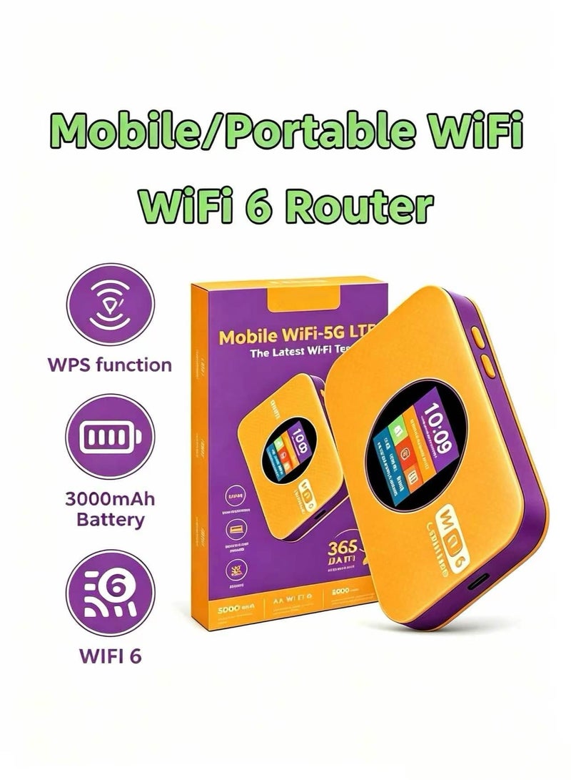عام جيب 4G LTE CPE الراوتر ، واي فاي المحمول مع واي فاي 6 ، دعم بطاقة سيم 5G ، بطارية 3000mAh ، توصيل وتشغيل ، اتصال WPS ، تشفير WPA / WPA2 ، وصل ما يصل إلى 12 أجهزة للسفر إلى المنزل (أصفر) - Image 1
