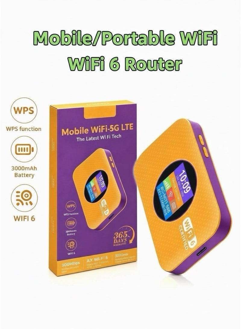 عام جيب 4G LTE CPE الراوتر ، واي فاي المحمول مع واي فاي 6 ، دعم بطاقة سيم 5G ، بطارية 3000mAh ، توصيل وتشغيل ، اتصال WPS ، تشفير WPA / WPA2 ، وصل ما يصل إلى 12 أجهزة للسفر إلى المنزل (أصفر) - Image 1