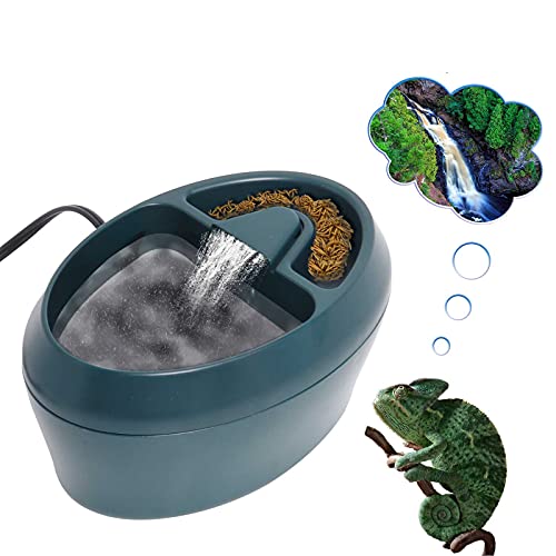 Hoqqf Reptile Waterfall Fountain & Feeder - Automatic Water Dispenser, Food Trough for Chameleon, Bearded Dragon, Turtle, Snake, Frog, Gecko - Image 1