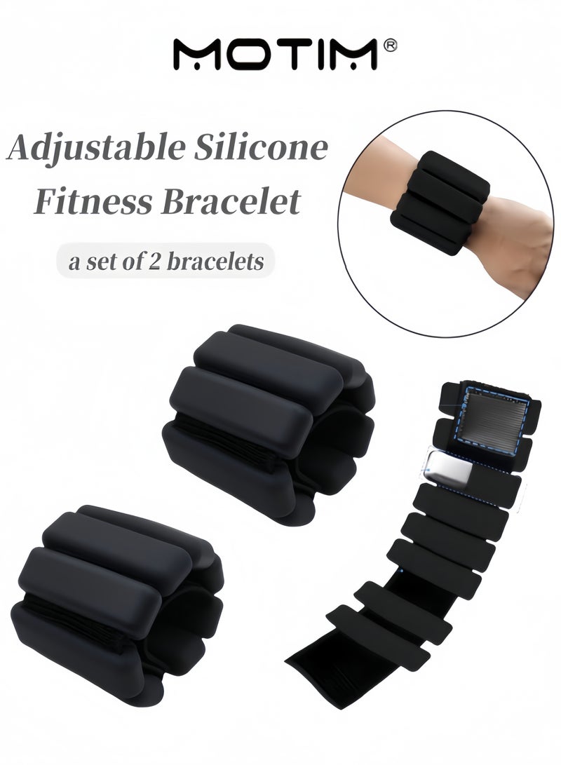 موتيم أوزان المعصم قابلة للتعديل سوار وزن سيليكوني لأذرع النساء والرجال لليوغا والبيلاتس والكارديو مجموعة من 2 (1 رطل لكل منها) - Image 1