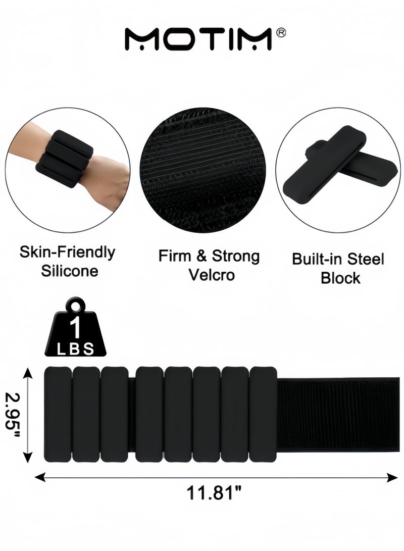 موتيم أوزان المعصم قابلة للتعديل سوار وزن سيليكوني لأذرع النساء والرجال لليوغا والبيلاتس والكارديو مجموعة من 2 (1 رطل لكل منها) - Image 3