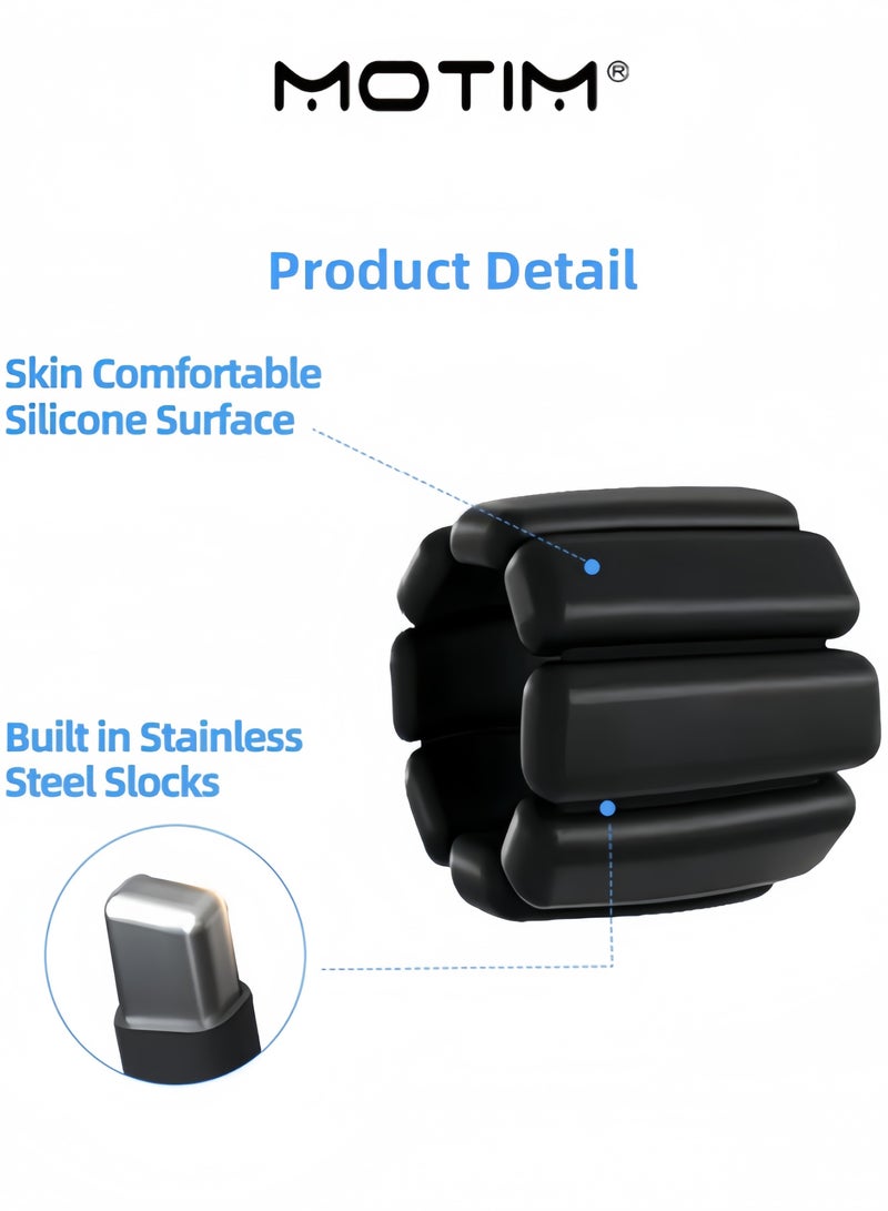 موتيم أوزان المعصم قابلة للتعديل سوار وزن سيليكوني لأذرع النساء والرجال لليوغا والبيلاتس والكارديو مجموعة من 2 (1 رطل لكل منها) - Image 4