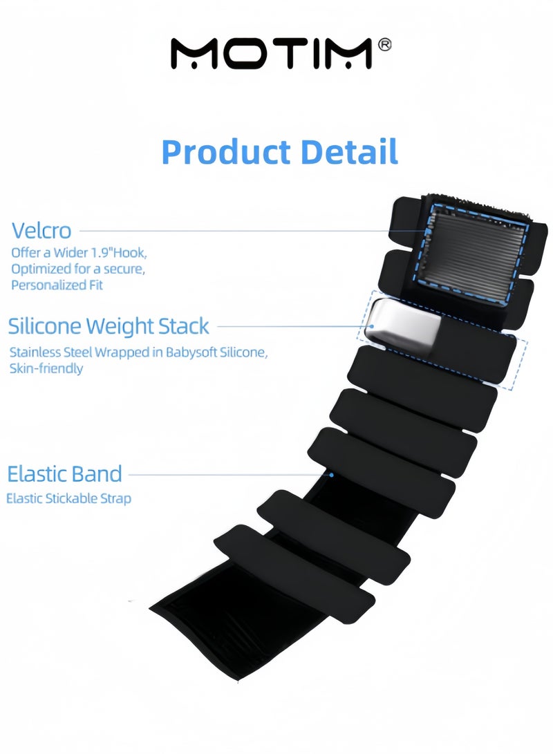 موتيم أوزان المعصم قابلة للتعديل سوار وزن سيليكوني لأذرع النساء والرجال لليوغا والبيلاتس والكارديو مجموعة من 2 (1 رطل لكل منها) - Image 5