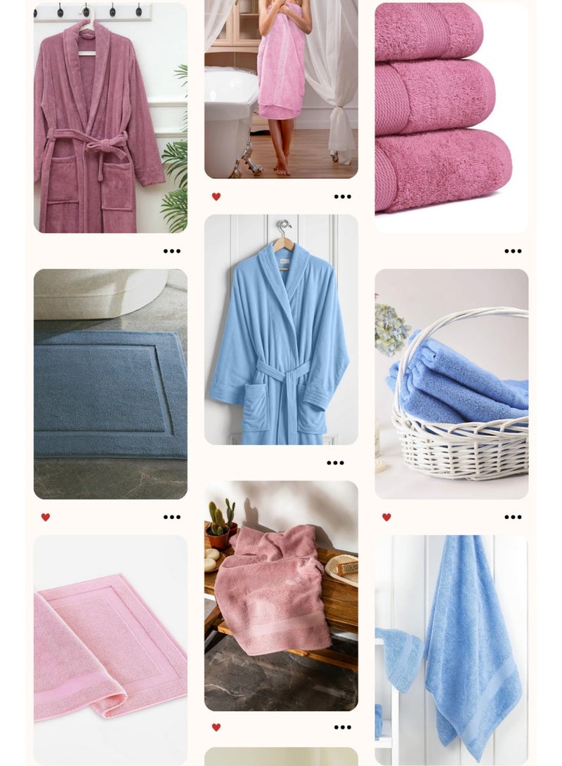 TM HOME Unbeatable Offer – TM Home 8-Piece Luxury Hotel-Grade Cotton Set (2 Bathrobes + 2 Towels 140x70 + 2 Towels 50x100 + 2 Bath Mats) in Light Blue & Pink Colors – Premium Hotel Quality - Image 1
