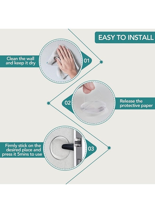 12 Pcs Strongest Wall Door Handle Stopper 2.17" Set. 12 Pieces of Clear Rubber Door Knob, Round Wall Shield Cushion. Quiet Wall Protector for Door Handle. Guard Door Bumper Wall Protector Silencer