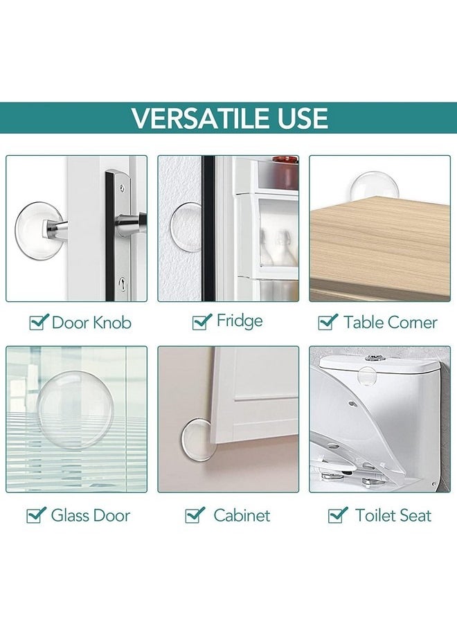 12 Pcs Strongest Wall Door Handle Stopper 2.17" Set. 12 Pieces of Clear Rubber Door Knob, Round Wall Shield Cushion. Quiet Wall Protector for Door Handle. Guard Door Bumper Wall Protector Silencer