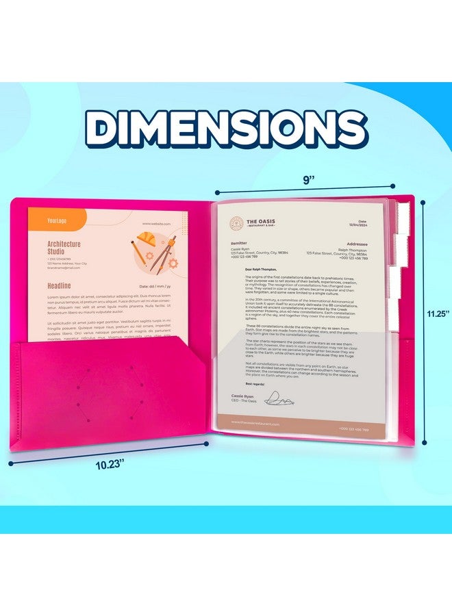 داريس عبوتان من 10 مجلدات جيب - مجلد متعدد الجيوب على الوجهين - منظم ورق بحجم خطاب للمكتب والمدرسة - وردي وأزرق - Image 2