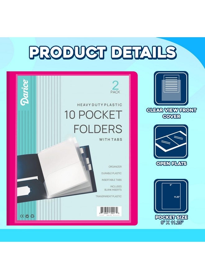 داريس عبوتان من 10 مجلدات جيب - مجلد متعدد الجيوب على الوجهين - منظم ورق بحجم خطاب للمكتب والمدرسة - وردي وأزرق - Image 3